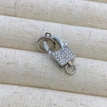 Fermoir mousqueton en argent avec micro-pavé de zircons pour bijoux et colliers - C3 Plaqué Platine