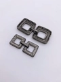 Square gunmetal interlocked jewelry clasp with white micro-pave zirconia crystals - Small / Black With White Zirconia