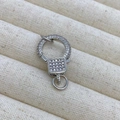 Fermoir mousqueton argenté pour collier avec micro-pavé de cristaux en zircone - D4 Plaqué Platine
