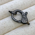 Black plated lobster clasp with micro-paved cubic zirconia for jewelry making - L3 Style (Large) / Black