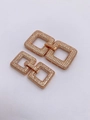 Square geometric jewelry clasps in rose gold finish with micro-pave crystals - Rose Gold