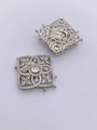 Silberner Blumen-Zirkon-Mehrreihenverschluss für mehrlagigen DIY-Schmuck Design - Silber Vierblättriges Blumiges Stil