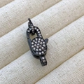 Black plated lobster clasp with micro-pave white zircon stones for jewelry making - k2 Style / Black