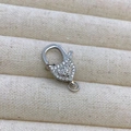 Fermoir mousqueton coeur argenté serti de zircons pour la création de bijoux DIY - A1 Plaqué Platine