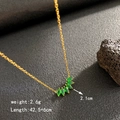 Collier en acier titane doré avec cinq zircons verts taille marquise en forme d'éventail - Or-Zircon Vert