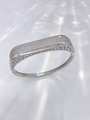 Bracciale geometrico argento con micro-pavè di zirconi e dettagli traforati - Bracciale rigido / Oro bianco