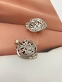 Detailed front and back view of silver tiger head pendant with cubic zirconia micro-pave - Pendant Only (Without Chain) / Tiger Head-Platinum