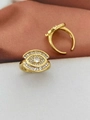 Detail von verstellbaren vergoldeten Evil-Eye-Ringen mit mikro-gefassten weißen Zirkonia - Einstellbar Offen / Gold