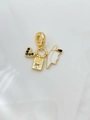 Macro detail of passport charm with black heart and white enamel wing on gold necklace - White Graduation Cap Charm Set (Pendant P)