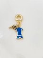 Detailed close-up of blue soccer jersey and golden whistle pendants on a necklace - Blue Jersey Style (Pendant K)