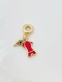 Close-up of gold-plated whistle pendant with football patterns and red jersey charm - Red Jersey Style (Pendant L)