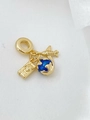 Détail des charms avion, globe et appareil photo plaqués or 18 carats avec émail bleu - Globe Bleu Appareil Photo Avion Pendentif 3-En-1