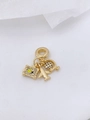 Macro shot of gold travel charms featuring a suitcase, small airplane and globe details - Gold-Tone Green Heart Style (Pendant Only (Without Chain) #20)
