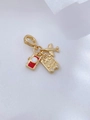 Gold charm pendant featuring a red enamel camera, happy travels suitcase and airplane - Red Camera Style (Pendant H)