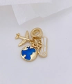 Golden travel charm necklace with airplane, blue globe and white passport pendants - Pendant #15 (White Passport)