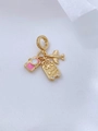 Golden travel charm with camera airplane and suitcase pendant featuring sparkling crystals - Pink Camera Style (Pendant F)