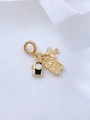 Golden travel necklace with camera, airplane and engraved suitcase charms in detail - Black and White Camera Style (Pendant G)