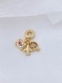 Golden travel necklace with miniature airplane globe and red heart suitcase charms - Gold-Tone - Red Heart Style (Pendant #19)