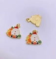 DIY Christmas Santa Claus enamel alloy pendant charm with golden base and gift bag - Colorful Enamel Santa Claus Pendant / Multicolor