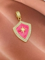 Detail des Schildanhängers mit rosa Emaille-Stern und funkelndem Zirkonia-Rand - Nur Anhänger (Ohne Kette) / Fuchsia