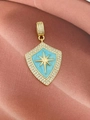 Detailansicht eines Schildanhängers mit hellblauem Emaille und Zirkonia-Stern - Nur Anhänger (Ohne Kette) / Hellblau
