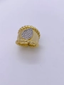 Anello regolabile placcato oro con cristalli pavé a goccia e trama a corda - Aperto Regolabile / Stile corda intrecciata pavé a forma di pera (Anello bicolore 1)