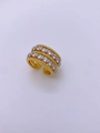 Anello multistrato regolabile placcato oro con zirconi brillanti e trama a microsfere - Aperto Regolabile / Anello bicolore multistrato con texture perlata Stile 3