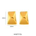 Gouden geometrische rechthoekige oorbellen van gepolijst roestvrij staal 28x20mm - Rechthoekige Geometrische Gefacetteerde Stijl (CK88) / Goud