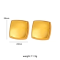 Gepolijste gouden vierkante oorbellen van 28mm met een strakke gerimpelde afwerking - Vierkante Gebogen Stijl (CK128) / Goud