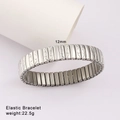 Detailed macro of a 12mm silver elastic stainless steel bracelet with engraved patterns - Silver Oval Engraved Style (Style 48)