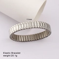 Detail view of 11mm silver elastic stainless steel watch band style bracelet - Silver Tone Unisex Industrial Style (Style 53)