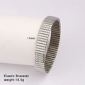 Detail view of 11mm elastic stainless steel bracelet with textured surface and 18.5g weight - Silver Diamond Pattern Non-Slip Style (Style 56)