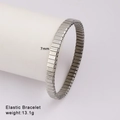 Detail view of 7mm silver elastic bracelet showing width and flexible structure - Silver Compact Segmented Style (Style 59)
