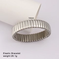 Detailed close-up of a 14mm silver elastic stainless steel bracelet with textured surface - Silver Horizontal Segmented Style (Style 60)