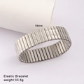 Detailed view of 18mm elastic stainless steel bracelet with brushed metal texture - Brushed Silver Link Bar Style (Style 61)