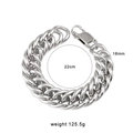 Bracelet cubain pour homme en acier inoxydable argenté de 18 mm avec fermoir mousqueton - Bracelet 18mm (CK1011)
