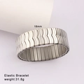 Detail of 18mm elastic stainless steel watch band bracelet with wavy texture pattern - Silver Wave Textured Style (Style 62)