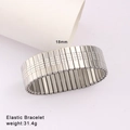 Detailed view of 18mm silver elastic stainless steel bracelet with textured link design - Brushed Silver Checkered Style (Style 64)