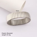 Detailed view of 18mm elastic stainless steel bracelet weighing 33.3g with silver finish - 18mm Wide / Silver (Style 103)