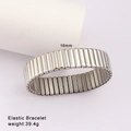 Detail of 16mm elastic stainless steel watch band bracelet with polished silver finish - Silver (Style 104)