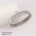 Detailed view of 9mm wide elastic stainless steel bracelet with textured link surface - Silver Anti-Slip Textured Style (Style 67)