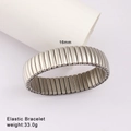 Detail of 16mm elastic stainless steel bracelet showing rectangular link structure - Silver (Style 106)
