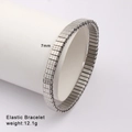 Detail of 7mm silver elastic stainless steel bracelet showing brushed metal texture - Brushed Silver-Tone Bangle (Style 69)