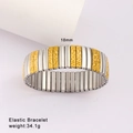Detail of two-tone stretch bracelet showing 18mm width and embossed gold patterns - Two-Tone Embossed Pattern Style (Style 76)