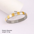 Elastic stainless steel bracelet with 16mm gold and silver rectangular links - Gold And Silver Bi-Color (Style 122)