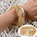 Transparent resin bangle with gold foil inclusions, inner diameter 6cm, width 2.3cm - Gold 2252