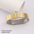Elastic two-tone stainless steel bracelet in silver and gold finish, 16mm wide - Gold And Silver Bi-Color (Style 123)