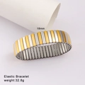 Two-tone silver and gold 18mm elastic stainless steel bracelet weighing 32.8g - Gold And Silver Bi-Color (Style 124)
