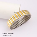 Elastic two-tone gold and silver stainless steel bracelet 18mm wide for women - Gold And Silver Bi-Color (Style 125)
