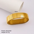 Polished golden 18mm elastic stainless steel bracelet weighing 32.7g for women - Gold (Style 126)